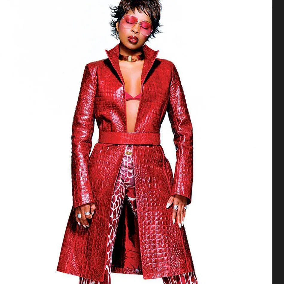 AW2000 Roberto Cavalli Red Crocodile Long Leather Jacket (L) haYMsAB 3