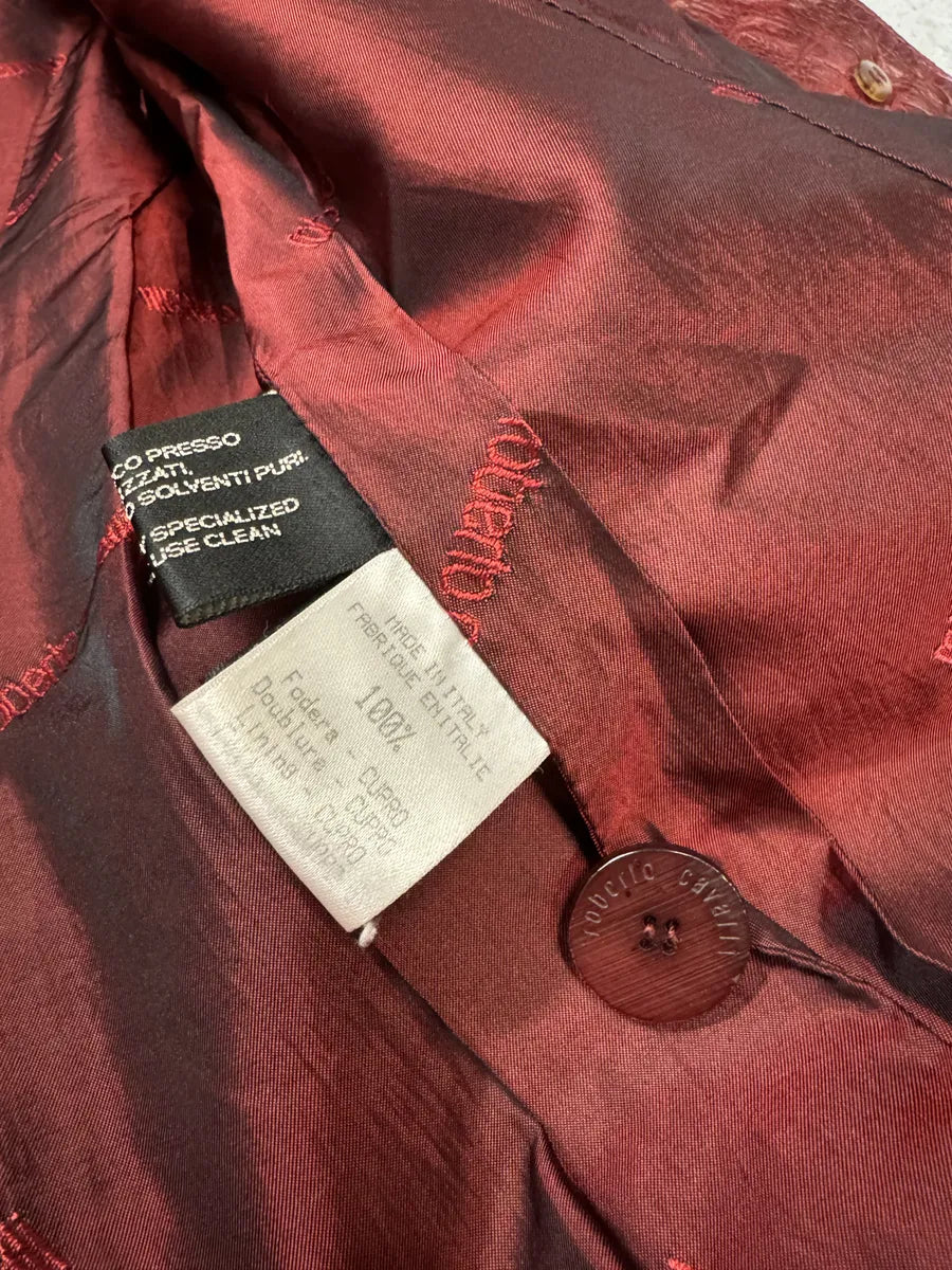 AW2000 Roberto Cavalli Red Crocodile Long Leather Jacket (L) haYMsAB 6