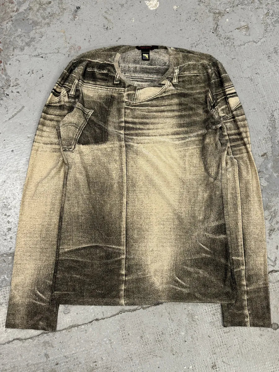 AW2000 Roberto Cavalli Trompe LOeil Beige Pockets Longsleeves zDLqlnr 0