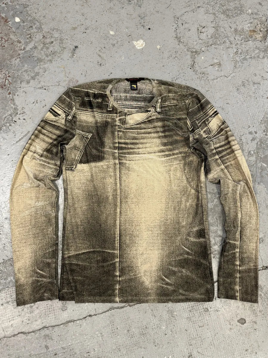 AW2000 Roberto Cavalli Trompe LOeil Beige Pockets Longsleeves zDLqlnr 4