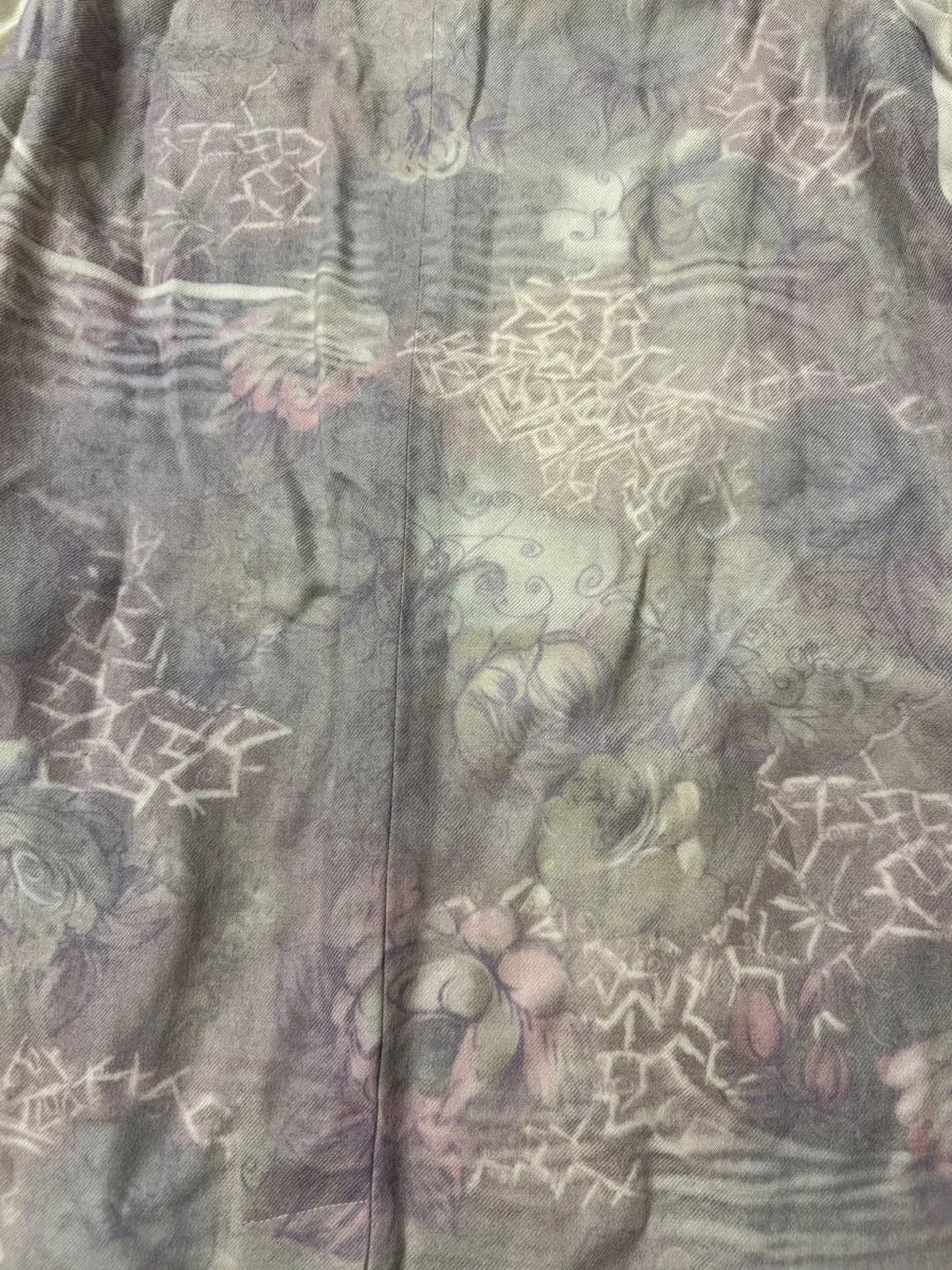 AW2000 Yohji Yamamoto Wool Flowers Faded Purple Trench Coat tHXINwT 5