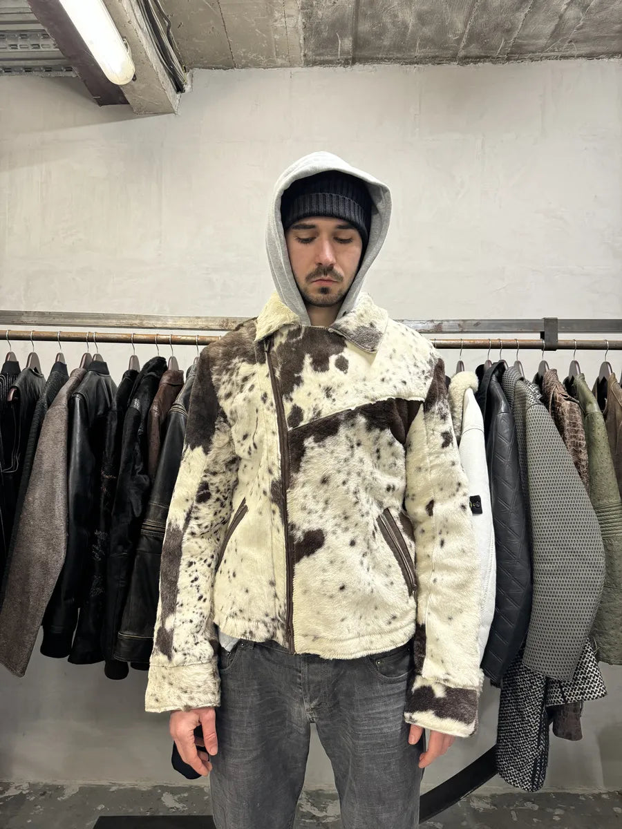 AW2001 Cavalli Caw Effect Asymmetrical Fur Biker Jacket RQPGKrn 3