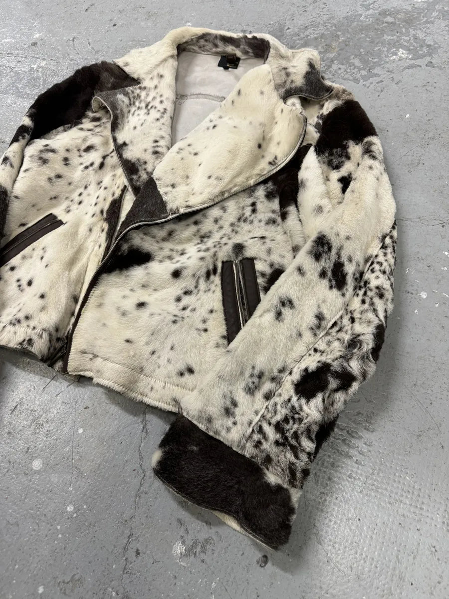 AW2001 Cavalli Caw Effect Asymmetrical Fur Biker Jacket RQPGKrn 8