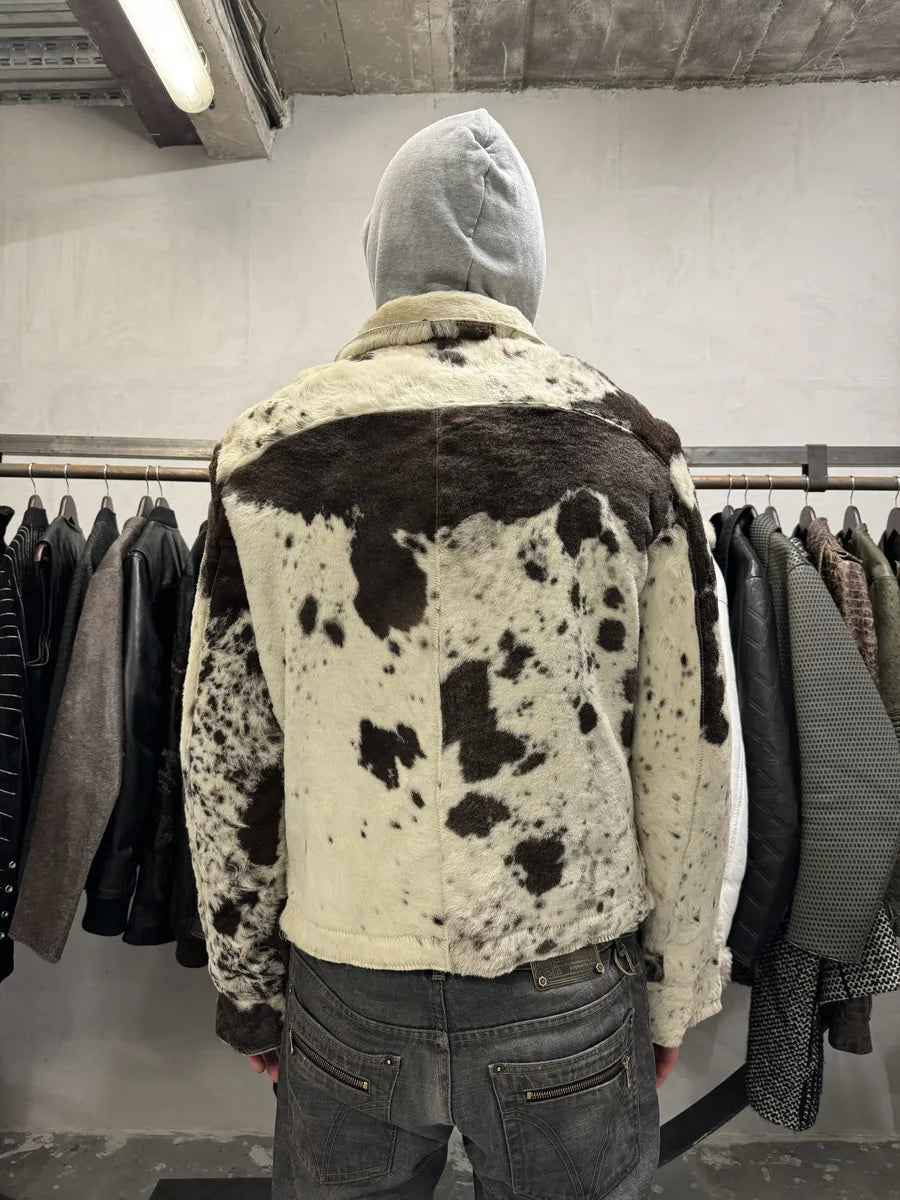 AW2001 Cavalli Caw Effect Asymmetrical Fur Biker Jacket RQPGKrn 5