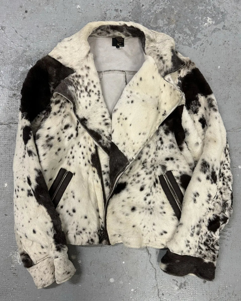 AW2001 Cavalli Caw Effect Asymmetrical Fur Biker Jacket RQPGKrn 6