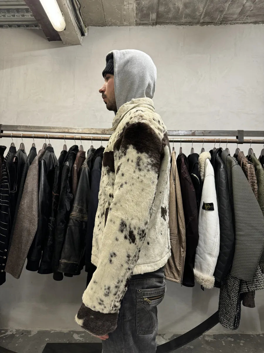 AW2001 Cavalli Caw Effect Asymmetrical Fur Biker Jacket RQPGKrn 4