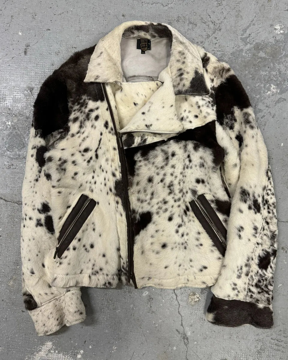 AW2001 Cavalli Caw Effect Asymmetrical Fur Biker Jacket RQPGKrn 2