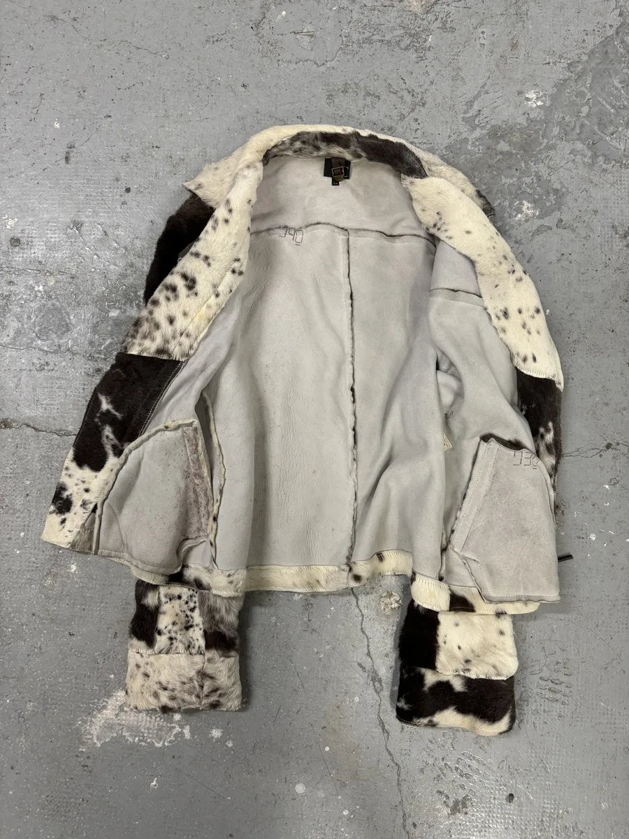 AW2001 Cavalli Caw Effect Asymmetrical Fur Biker Jacket RQPGKrn 7
