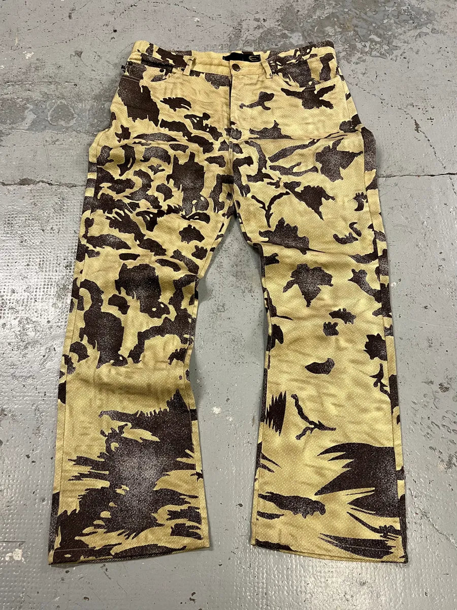 AW2001 Cavalli Crow Camo Beige & Black Pants ChXMdFq 1