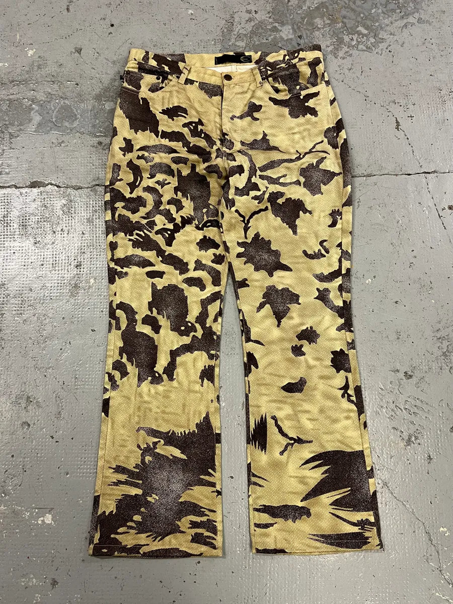 AW2001 Cavalli Crow Camo Beige & Black Pants ChXMdFq 4