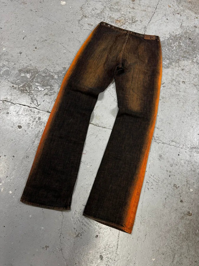 AW2001 Cavalli Orange Faded Navy Denim Jeans agQtNJV 5