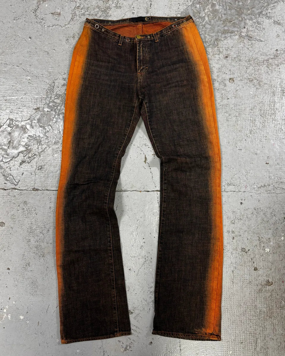 AW2001 Cavalli Orange Faded Navy Denim Jeans agQtNJV 0