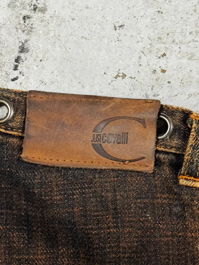AW2001 Cavalli Orange Faded Navy Denim Jeans agQtNJV 7