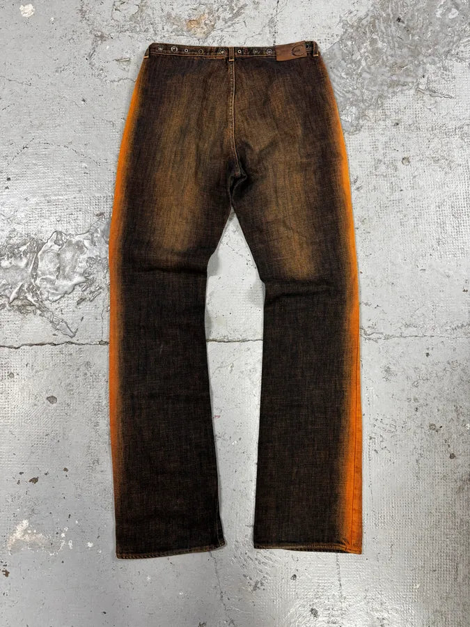 AW2001 Cavalli Orange Faded Navy Denim Jeans agQtNJV 3