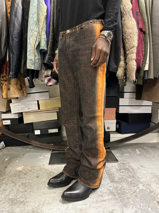 AW2001 Cavalli Orange Faded Navy Denim Jeans agQtNJV 6