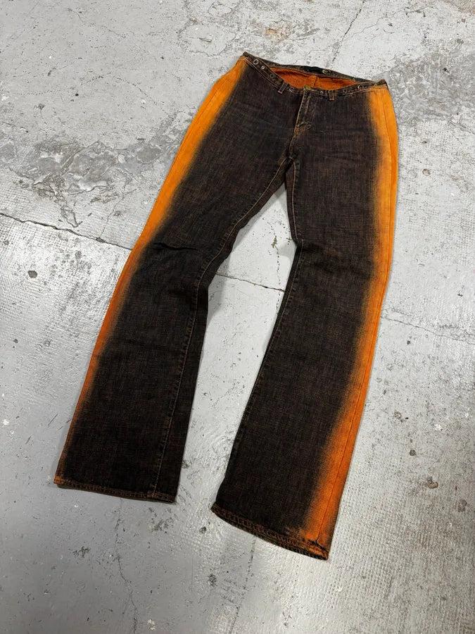 AW2001 Cavalli Orange Faded Navy Denim Jeans agQtNJV 2