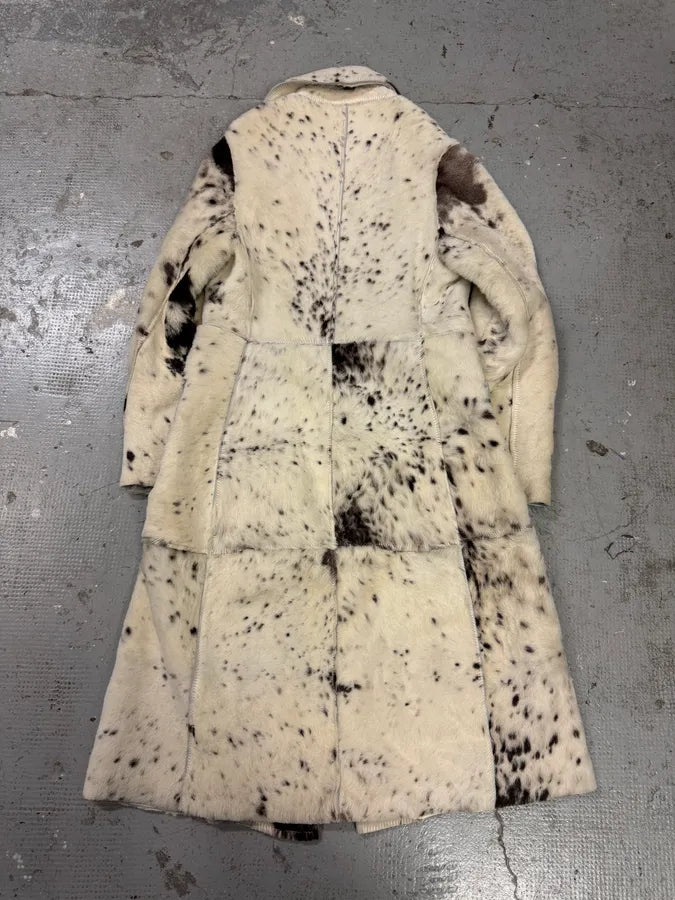 AW2001 Cavalli White Pony Hair Cow Effect Long Leather Jacket (L) 2
