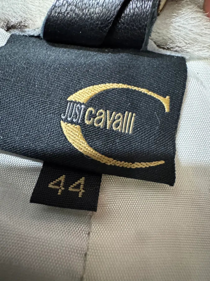 AW2001 Cavalli White Pony Hair Cow Effect Long Leather Jacket (L) 8