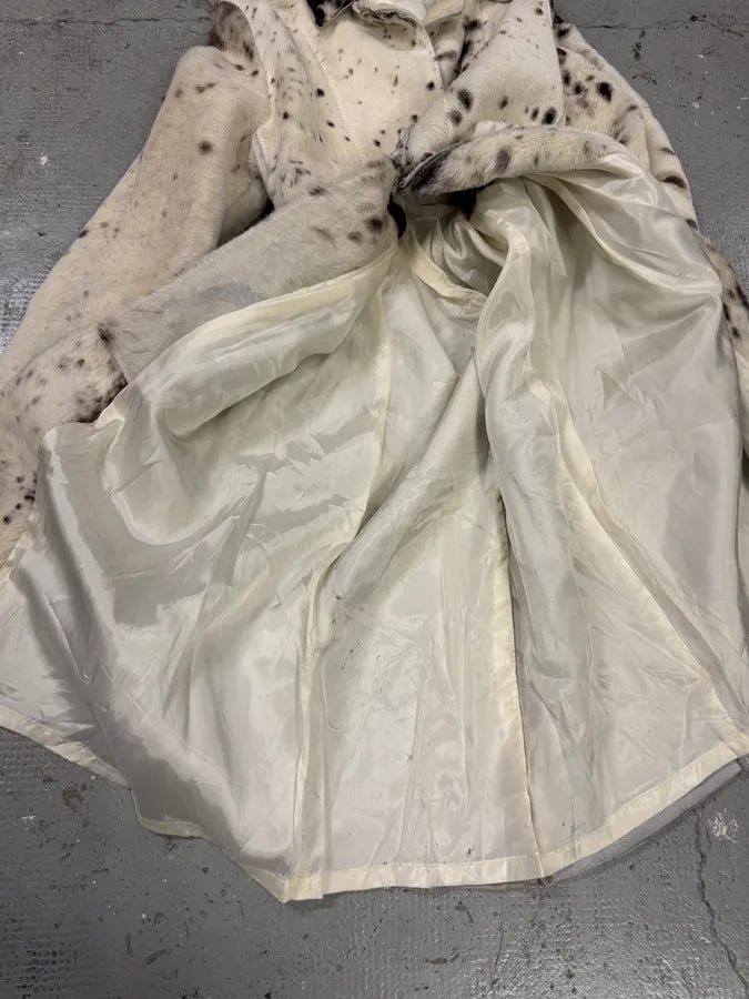 AW2001 Cavalli White Pony Hair Cow Effect Long Leather Jacket (L) 9