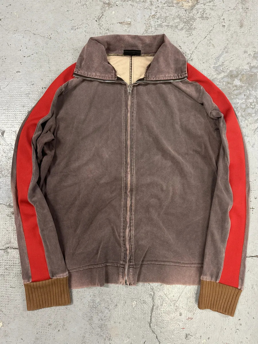 AW2001 Diesel Eroded Grey & Red Line Zip-up Sweater bztipKD 0