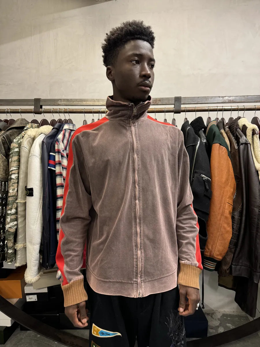 AW2001 Diesel Eroded Grey & Red Line Zip-up Sweater bztipKD 1