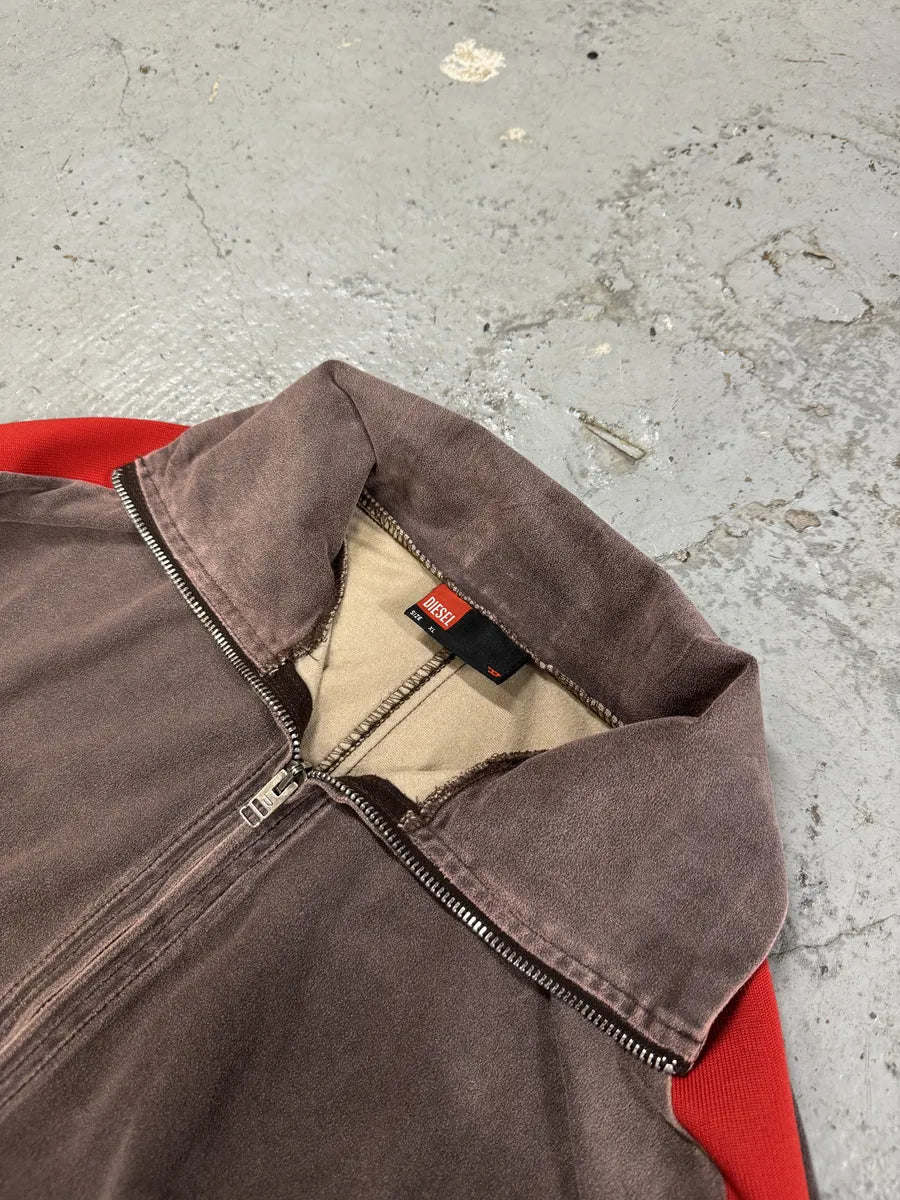 AW2001 Diesel Eroded Grey & Red Line Zip-up Sweater bztipKD 10