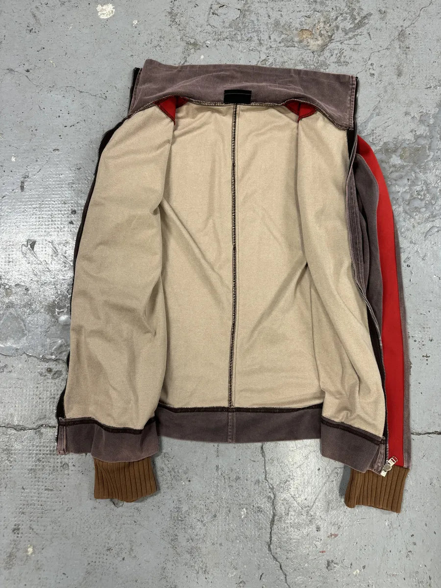 AW2001 Diesel Eroded Grey & Red Line Zip-up Sweater bztipKD 7