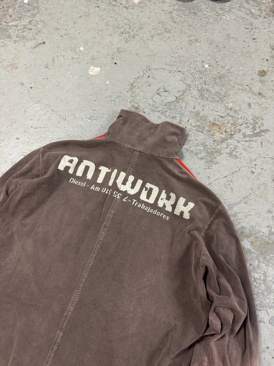 AW2001 Diesel Eroded Grey & Red Line Zip-up Sweater bztipKD 8