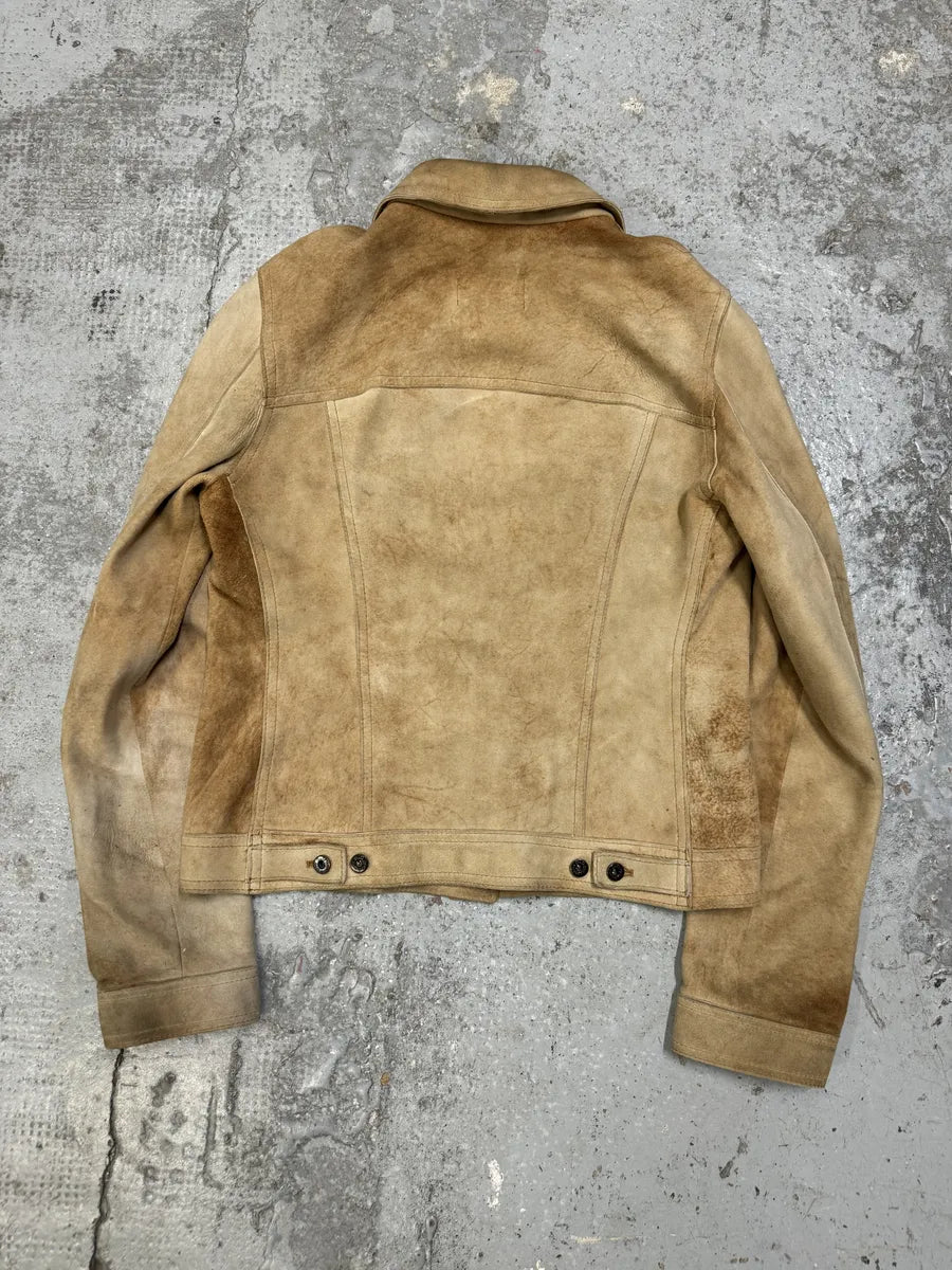 AW2001 Dolce & Gabbana Beige Premium Leather Trucker Jacket RvHuQWv 1
