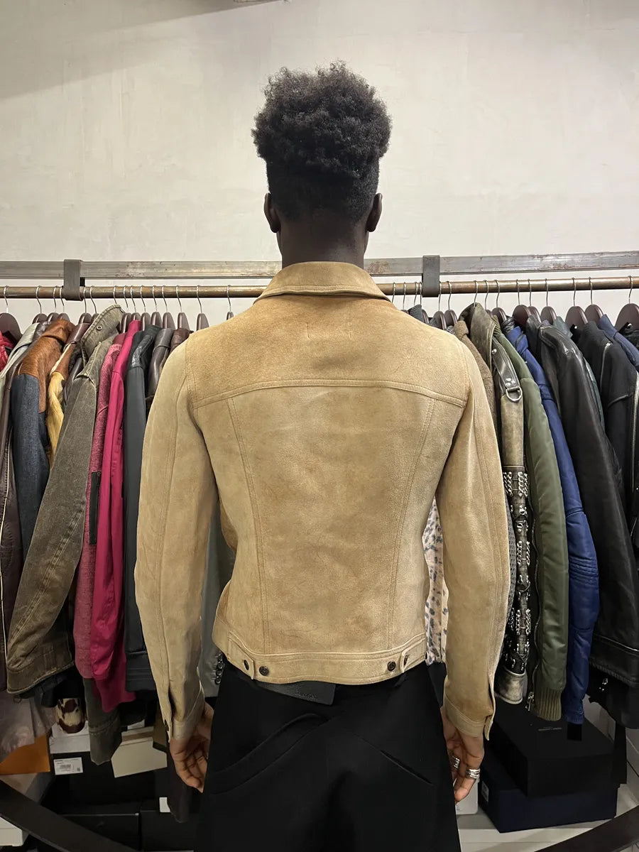 AW2001 Dolce & Gabbana Beige Premium Leather Trucker Jacket RvHuQWv 3