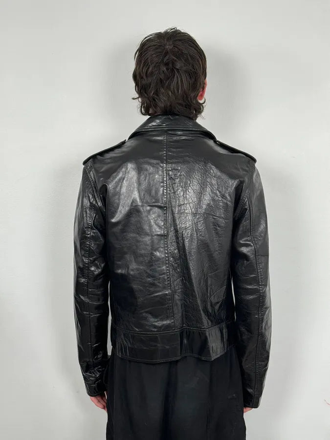 AW2001 Dolce & Gabbana Black Asymmetrical Leather Jacket ATKwCAF 2