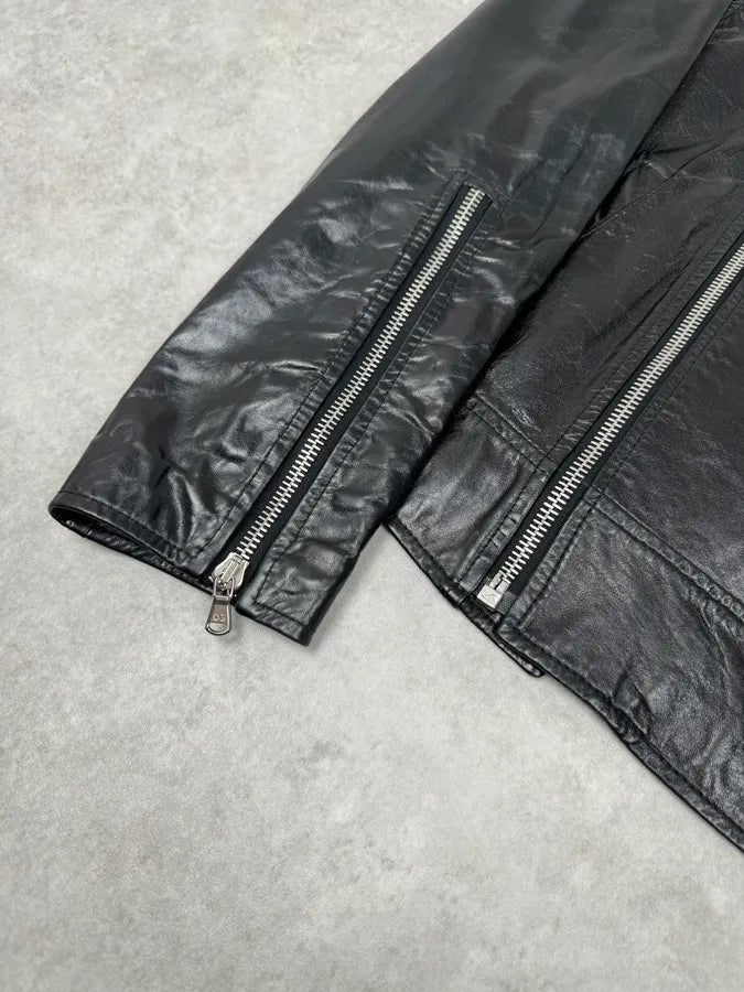 AW2001 Dolce & Gabbana Black Asymmetrical Leather Jacket ATKwCAF 5