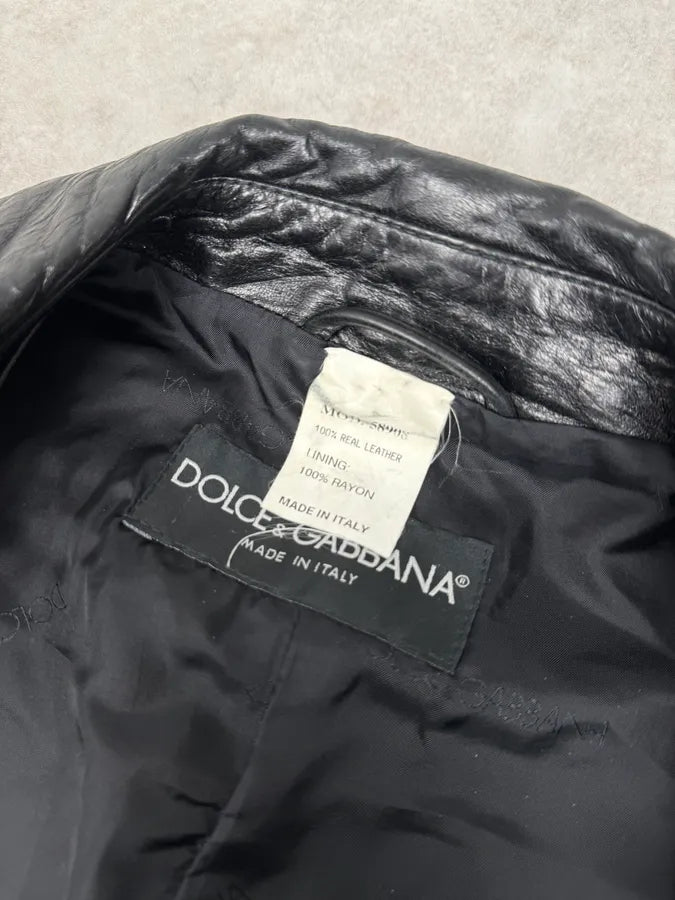 AW2001 Dolce & Gabbana Black Asymmetrical Leather Jacket ATKwCAF 8