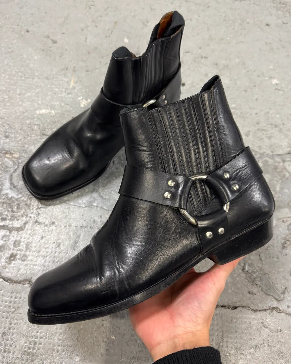 AW2001 Dolce & Gabbana Black Biker Leather Boots (42eu/us8.5) 0