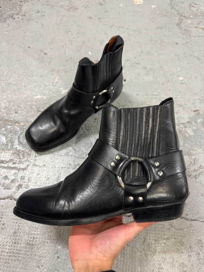 AW2001 Dolce & Gabbana Black Biker Leather Boots (42eu/us8.5) 1