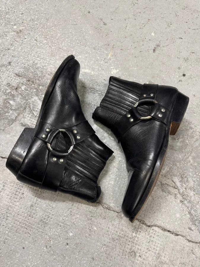 AW2001 Dolce & Gabbana Black Biker Leather Boots (42eu/us8.5) 2