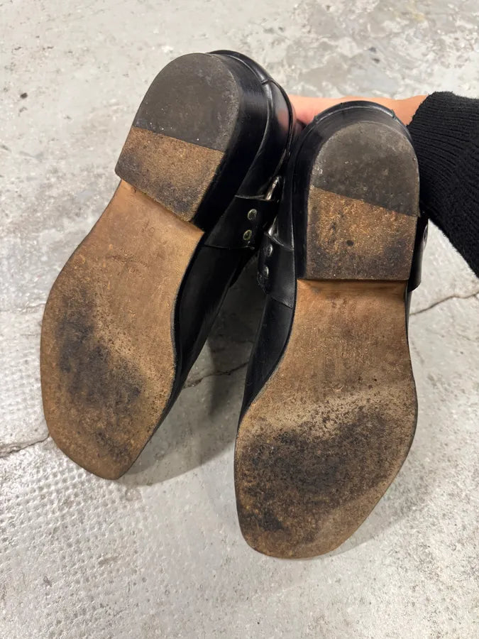 AW2001 Dolce & Gabbana Black Biker Leather Boots (42eu/us8.5) 5