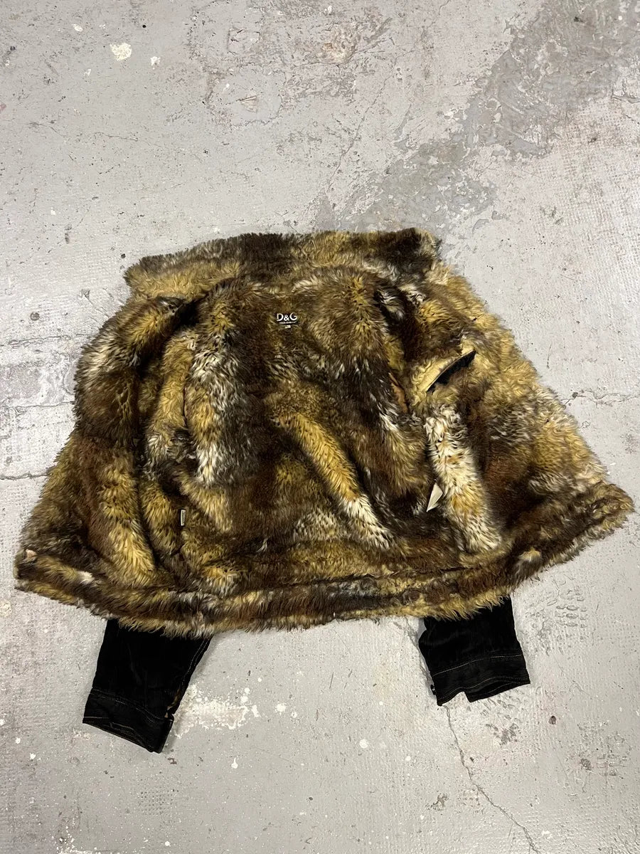 AW2001 Dolce & Gabbana Black Fur Corduroy Jacket (M) 1