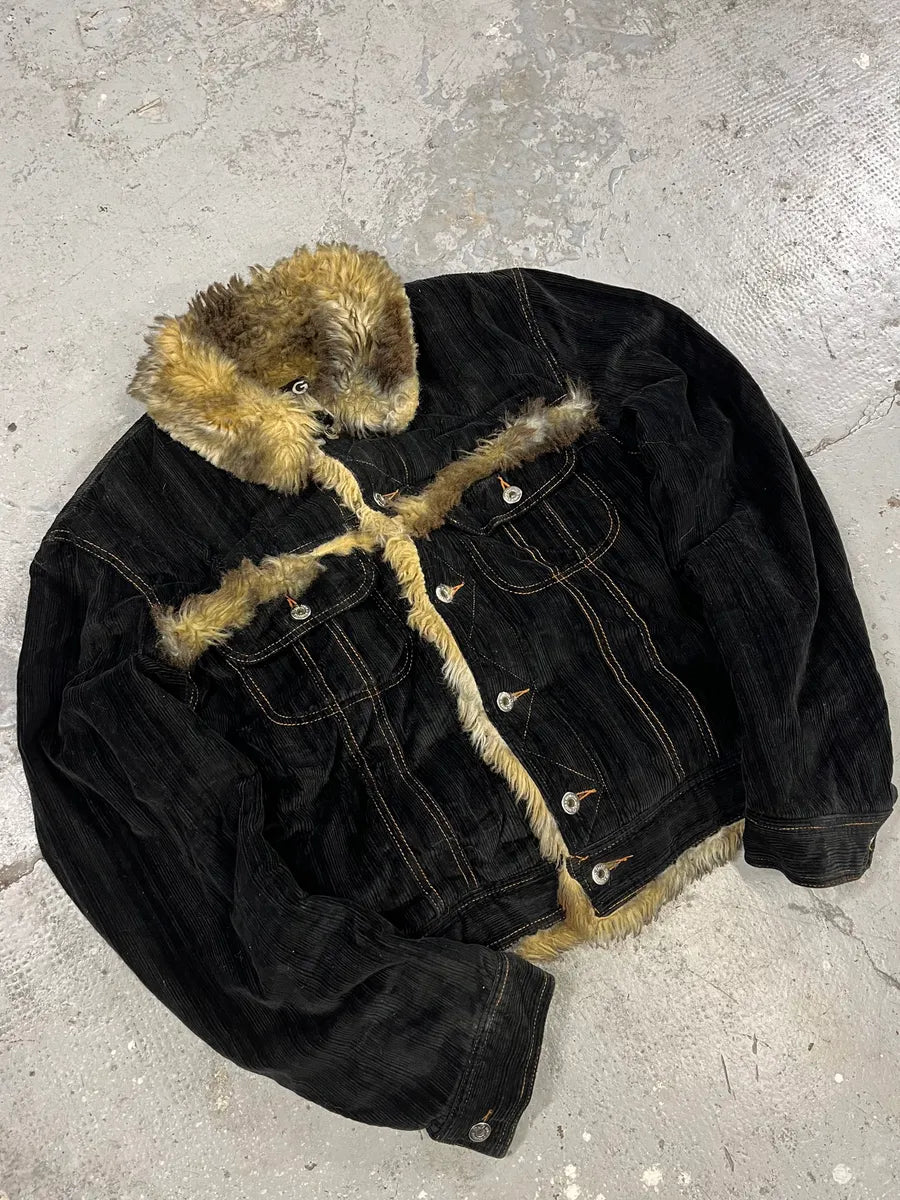 AW2001 Dolce & Gabbana Black Fur Corduroy Jacket (M) 2