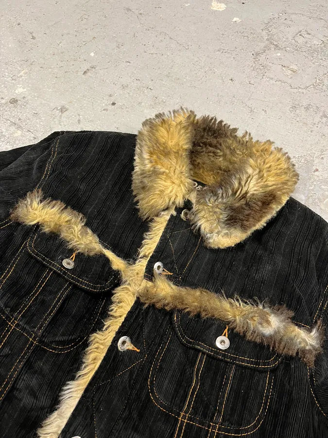AW2001 Dolce & Gabbana Black Fur Corduroy Jacket (M) 3