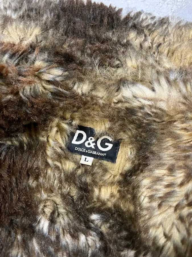 AW2001 Dolce & Gabbana Black Fur Corduroy Jacket (M) 4