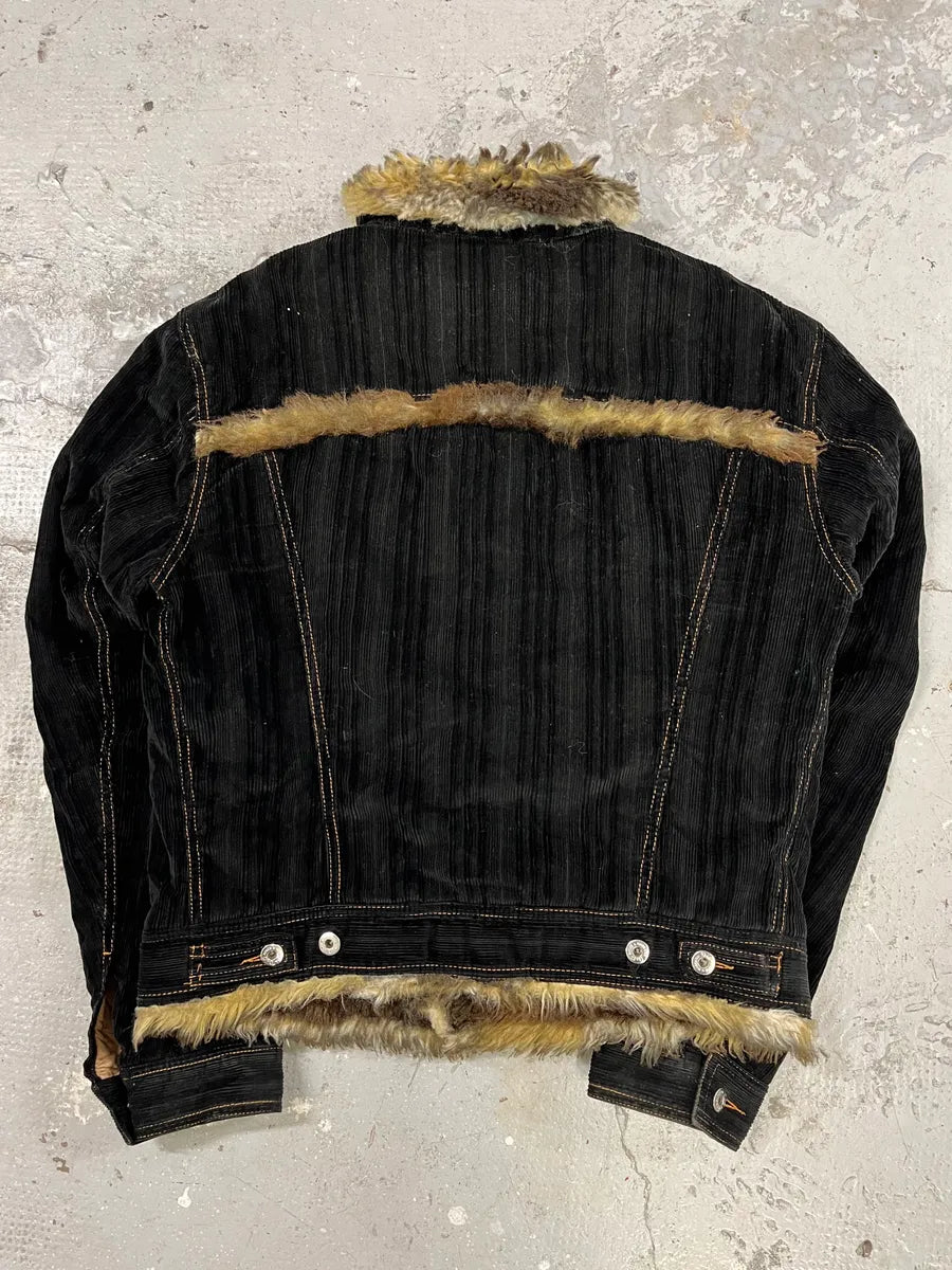 AW2001 Dolce & Gabbana Black Fur Corduroy Jacket (M) 5