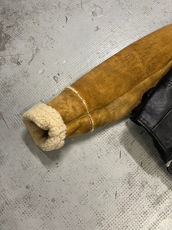 AW2001 Dolce & Gabbana Black Leather Crop Moto Jacket Contrast Suede Sleeves IEbPdPe 6