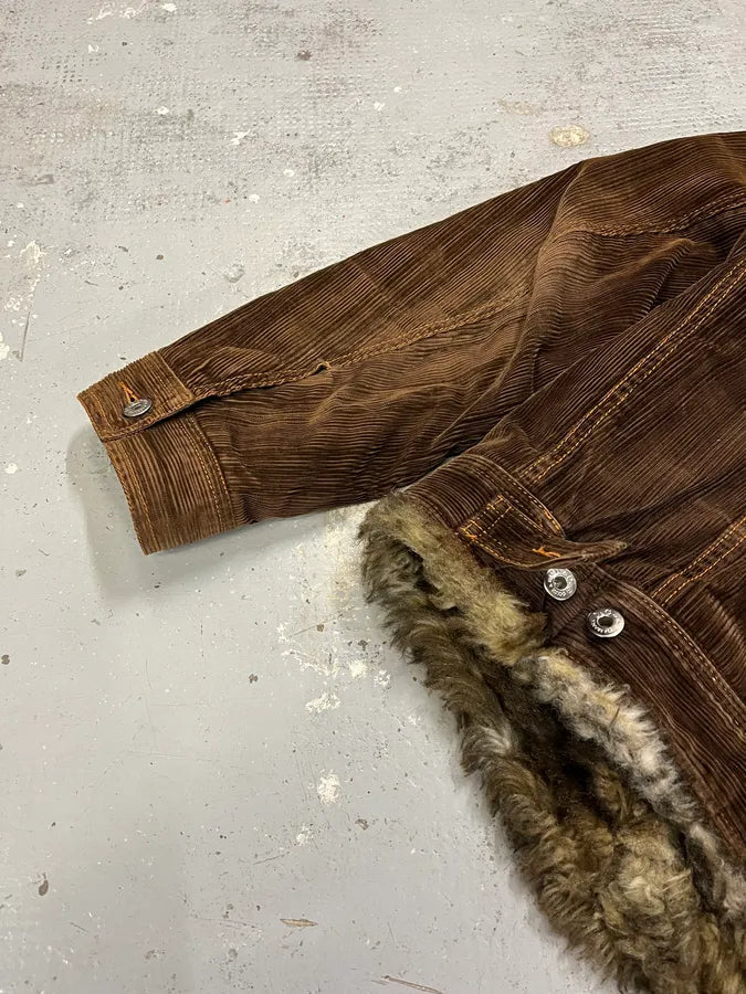 AW2001 Dolce & Gabbana Brown Corduroy Faux Fur Jacket UhfzNfi 7
