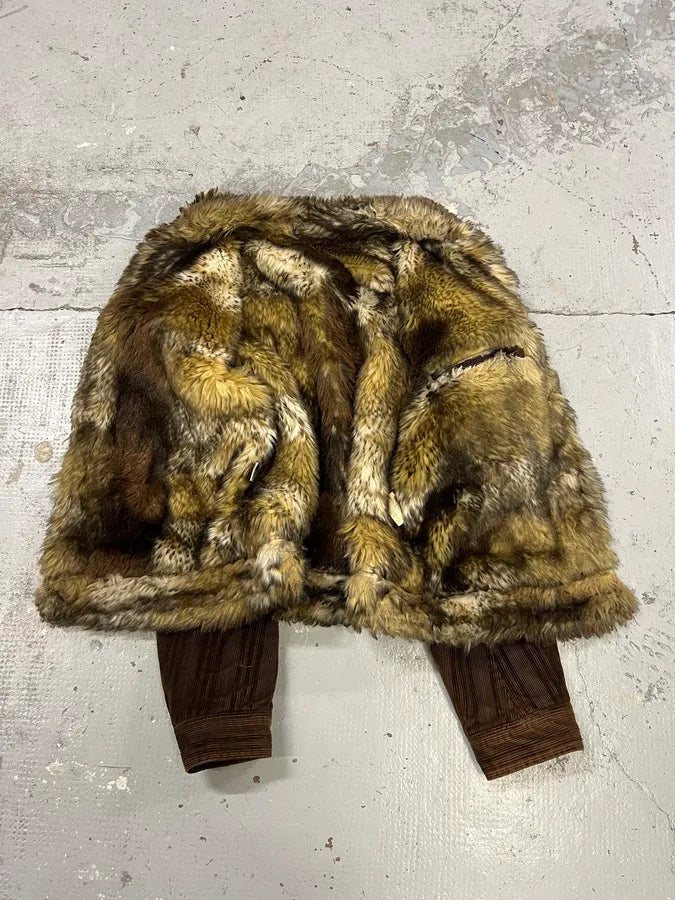 AW2001 Dolce & Gabbana Brown Corduroy Faux Fur Jacket UhfzNfi 8