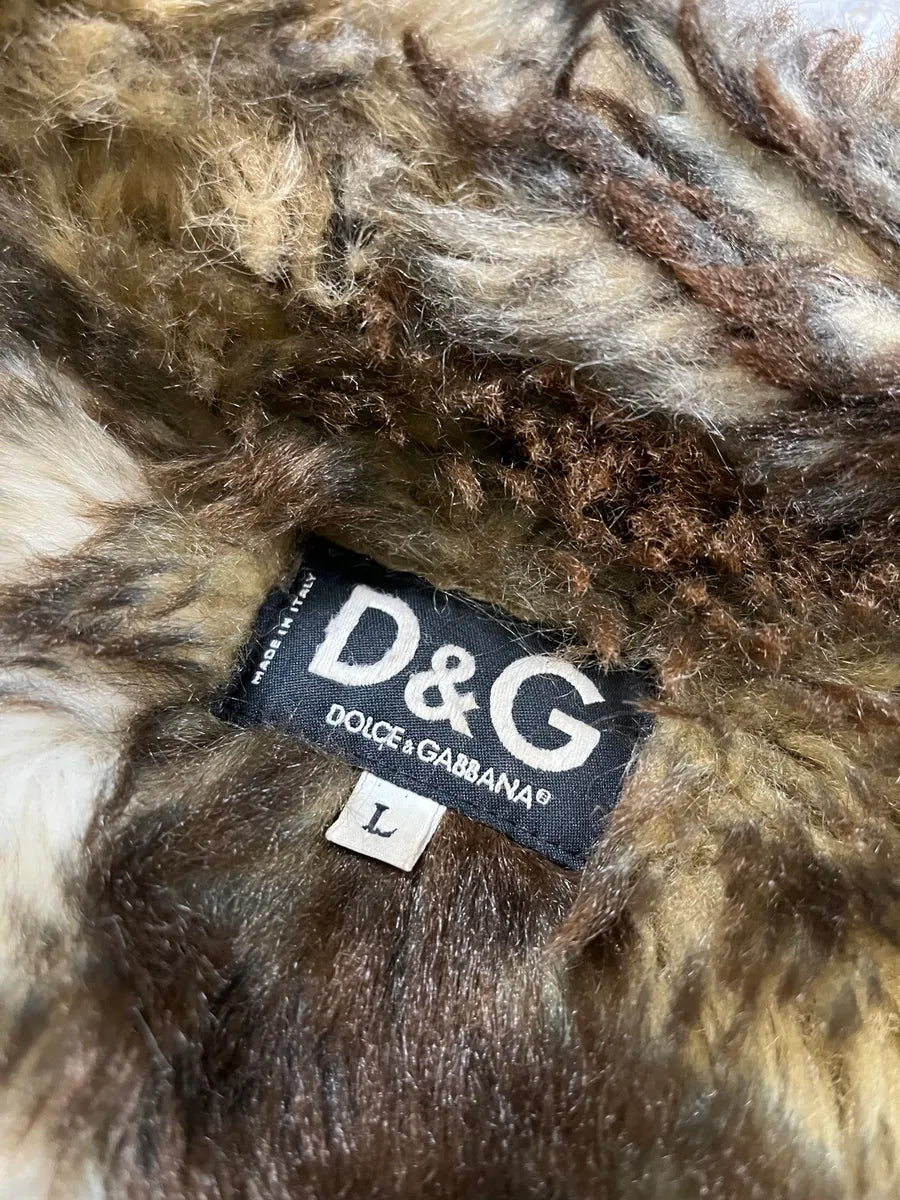 AW2001 Dolce & Gabbana Brown Corduroy Faux Fur Jacket UhfzNfi 9