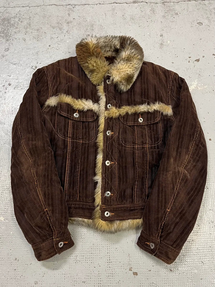 AW2001 Dolce & Gabbana Brown Corduroy Fur Jacket beyEOEx 0