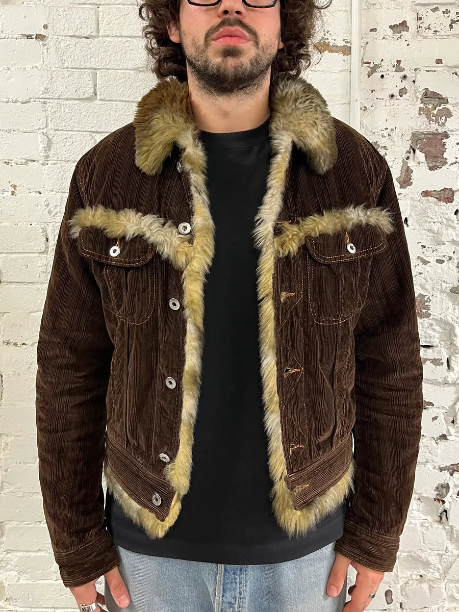 AW2001 Dolce & Gabbana Brown Corduroy Fur Jacket beyEOEx 1