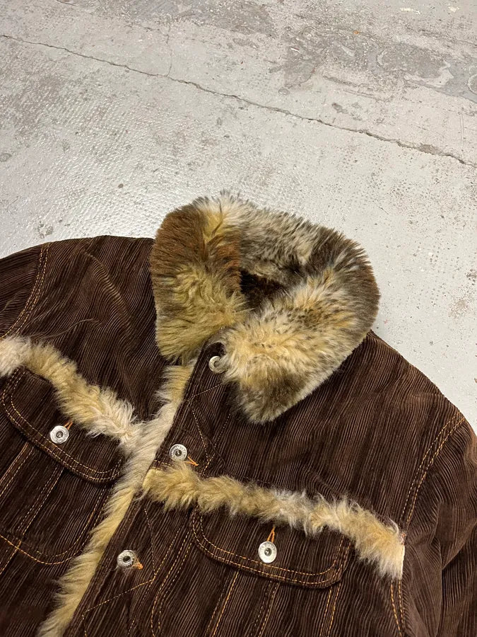 AW2001 Dolce & Gabbana Brown Corduroy Fur Jacket beyEOEx 4