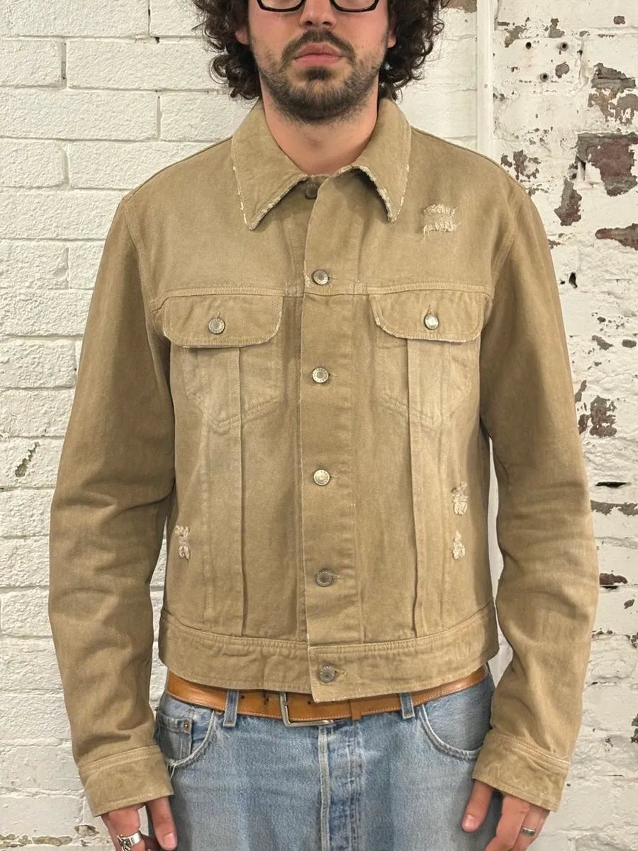 AW2001 Dolce & Gabbana Distressed Beige Denim Jacket ZXnwPFX 1